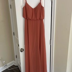 Birdie Grey Gwennie Chiffon Dress in Terracotta. Size Small.